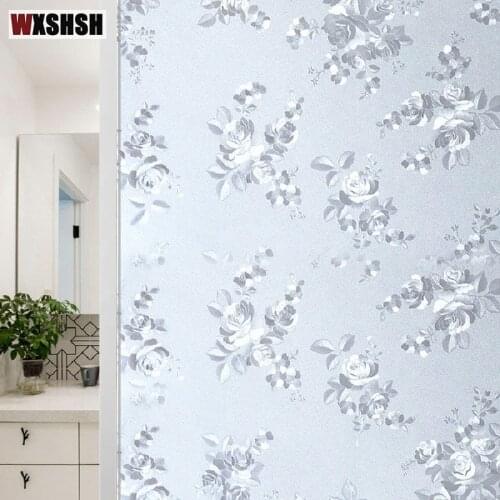 Glass Sticker Electrostatic Chinese Rose Pattern PVC Home Decor Privacy Protection Removable Explosion-Proof Frosted Window Foil