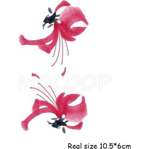 Tattoo Sticker Temporary ink Red Spider snake Lily Chinese style small flower waterproof fake Tatto flash Tatoo for woman girl