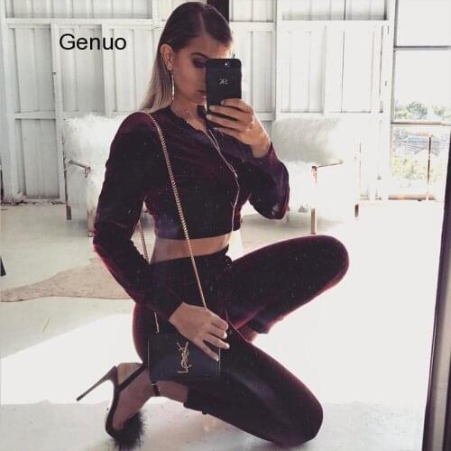 Velvet Tracksuit for Women Zipper Two Piece Set Hoodies Sweatshirt Pants Casual Loose Sports Jogging Suit Sweatsuit Female