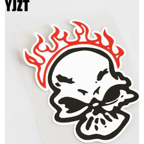 YJZT 9.8CM*14CM Interesting Flame Skull PVC Decal Car Sticker Motorcycle Decoration 13-1160