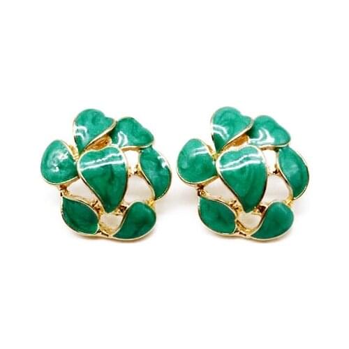Green Enamel Earrings Flower Gift Party New Brincos
