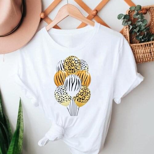 Women Summer Tshirts Cartoon Fashion Short Sleeve Leopard Travel 90s Clothes Graphic T Top Lady Print Female Tee T-Shirt