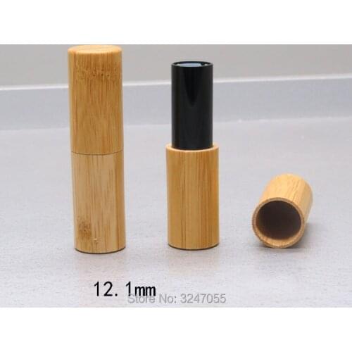 155pcs 4.2g 12.1mm Black Natural Bamboo Professional Lipstick Tube,DIY Cosmetic Lip Balm Bamboo Container,Lip Beauty Makeup Tool