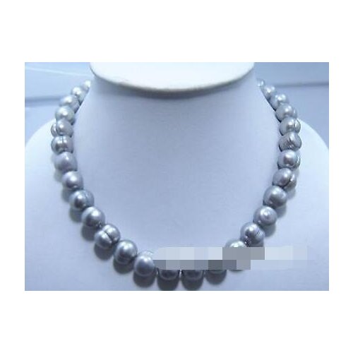 18" 9-10MM SOUTH SEA NATURAL gray PEARL NECKLACE 14K GOLD CLASP