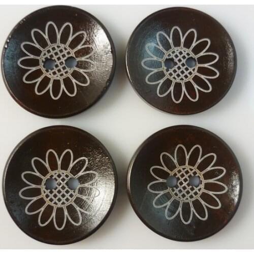 10PCS 30MM Carving Sunflower Button Fits Painting Wooden Buttons Decorative Sewing Clothes Boots Coat Accessories MCB-158