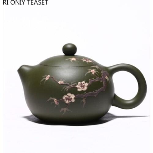 230ml Yixing Purple Clay Xishi Teapots Handmade Plum blossom Pattern Tea Pot Kettle Raw ore Green Mud Teaware Customized