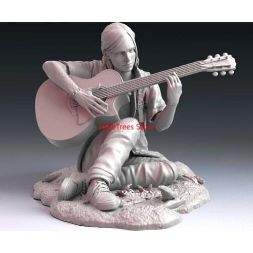 60mm Resin Model Kits Girl Ellie Play Guitar 3D Print Figure RW-069