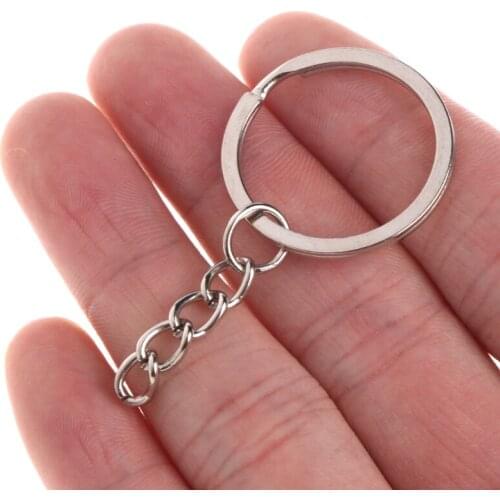 97QE 50 Pcs Key Ring Stainless Steel Key Chain Portable Brief Hoop Metal Loop Outdoor