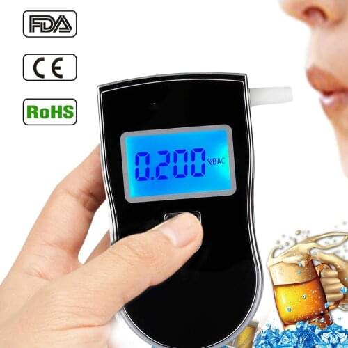 Handheld Breathalyzer Professional Alcohol Tester with 5/20 Mouthpieces Portable Breath Alcohol Tester with Digital LCD Display