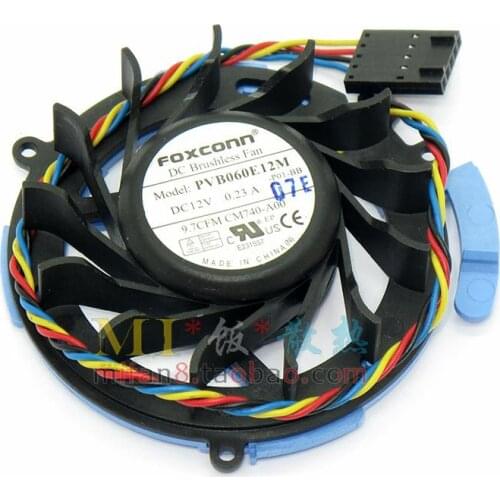 Free shipping DC12V 0.23A Bare Fan For Foxconn PVB060E12M -P01-BB Cooling Fan 4-wire 5-pin