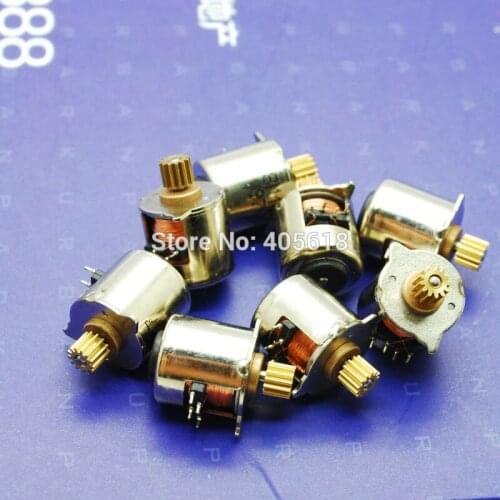 Free shipping NEW 10PCS 2 phase 4 wire DC Mini motor Micro stepper motor 10MM stepper motor with Copper Gear