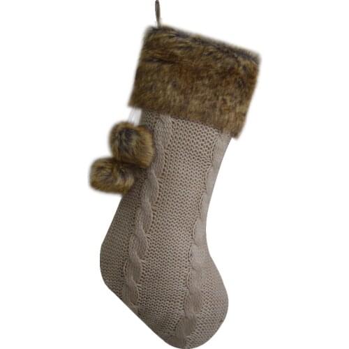 Free shipping Cable Knit Christmas Gifts Socks/Christmas Decoration/ Knitting with Faux Fur Cuff Christmas Stockings