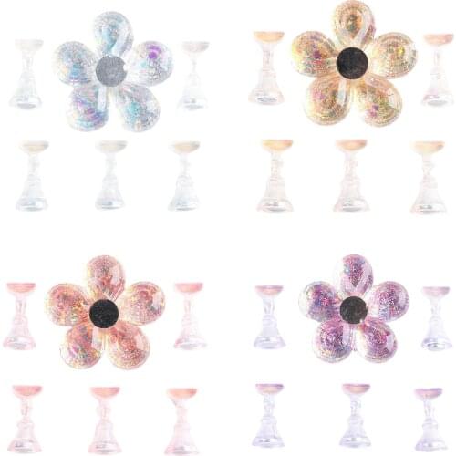 Nail Art Holder with Magnetic Bottom Crystal 5 Tips Training Display Stand for Beauty Salon