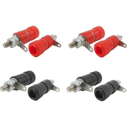 Red & Black Terminal Blocks 4mm Banana Plug Jack Mount Amplifier Terminal Connector Binding Post Nut Banana Socket Connector