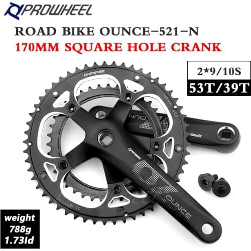 PROWHEEL 130BCD Road Bike 170/172.5mm Crankset Square Hole Double Sprockets 53/39T Bracket Racing Bicycle Cranks Parts