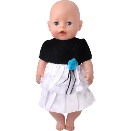 43 Cm Boy American Dolls White Skirt Black Velvet Dress Suit Born Baby Toys Accessories 18 Inch Girls Doll f798