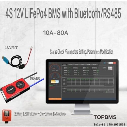 4S 12V LiFePo4 BMS 20A60A80A with Bluetooth phone APP RS485 CANbus NTC UART used for LTO Batteries 3.2V connected in 4 series