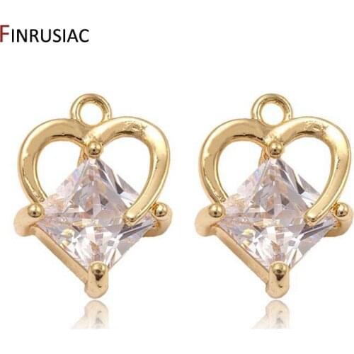 Fashion Shiny Zircon Crystal Heart-shaped Pendant For Jewelry Making Handmade DIY Necklace Earrings Charms Pendants Wholesale