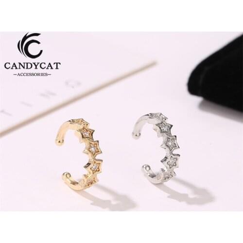 Trendy Pentagram Star Ear Clip Alloy Micro-set Rhinestone Ear Clip Earrings Without Pierced Women Jewelry for Girl Gifts 2020