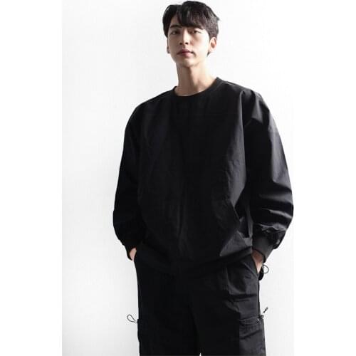 Mens fashion simple basic loose crew neck bubble long sleeve windproof T-Shirt Top