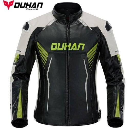 Man DUHAN Motocross Motorcycle Jacket PU Microfiber Leather Motorcycle jackets windproof warmth Couple Moto riding Bomber jacket