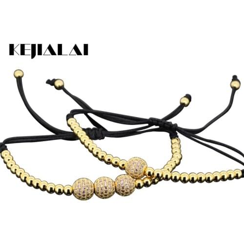 1pcs Famous Brand Anil Arjandas Men Bracelet Micro Pave CZ 6mm Gold/Black Round Beads Braid Women Bracelet