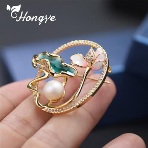 Real Gold Enamel Lotus Brooch Pins Designer Brand Clothing Decoration Fashion Beautiful Jewelry Flower AAA Zircon Trendy Brooch
