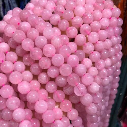 Natural Stone Madagascar Pink Crystal Stone Beaded Round Loose Spacer Beads for Jewelry Making DIY Necklace Bracelet Accessories