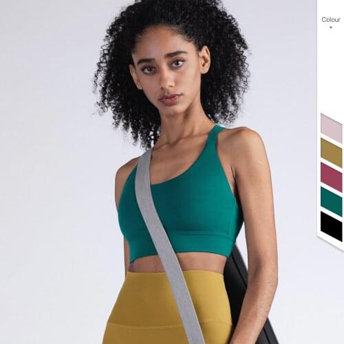 New 2021 Running Shockproof Push Up Sports Bra Woman Lulu Yoga Bra Detachable Chest Pad Seamless Buckle Hollow Backless Crop Top