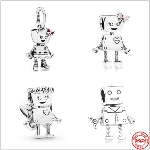 New 925 Sterling Silver Bella Bot Punk Band Dangle Skeleton Girl Charm Beads Fit Original Pandora Bracelet DIY Jewelry For Women