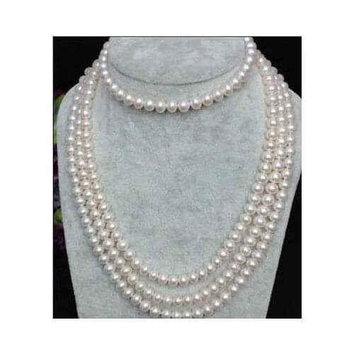 Charming!8-9mm White Akoya Pearl Long Necklace 80"