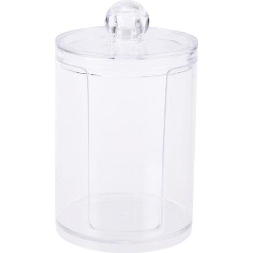 Plastic Canister Clear Cotton Swab Organizer Storage Case Round Container Makeup Holder Box Makeup Container
