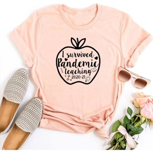 Teaching 2021 Gift Tshirts I Survived 2021 Kawaii Clothes Aesthetic Graphic Tees Plus Fashion Teacher Shirt Summer Tops