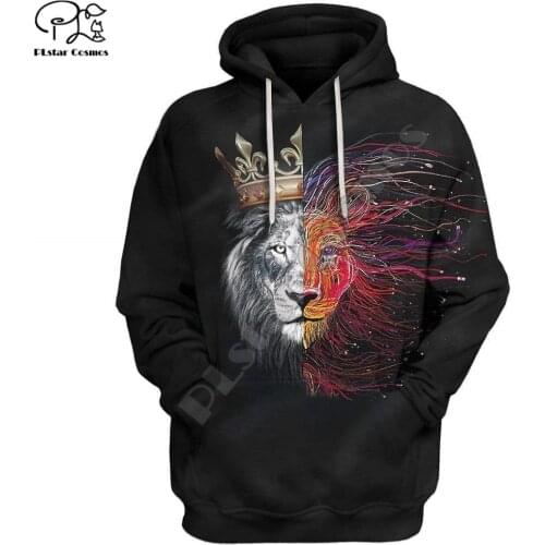 PLstar Cosmos Animal King Cool Lion 3D Print Hoodies Casual Men/Women Zipper Hooded Funny Unisex Brand Streetwear Apparel J1