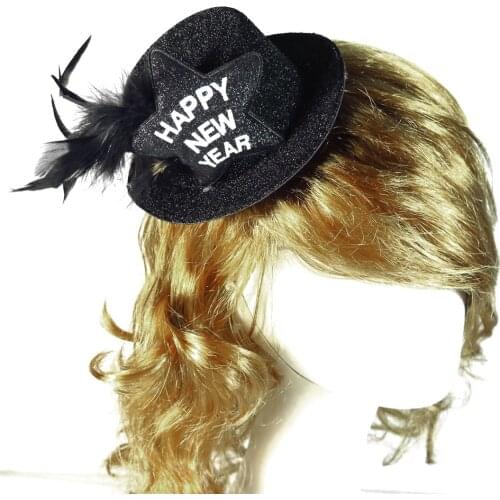 2020 new design happy new year mini fedora hat on hat hair clips top hat headband fashion hair accessories for new years party
