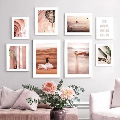Nordic Modern Desert Pink Architecture Picture Decor Canvas Painting Used for Art Wall Printing Poster In Living Room Bedroom