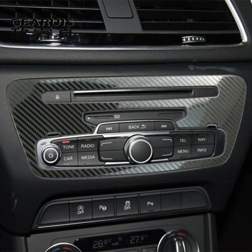 Car Styling Carbon Fiber auto sticker CD Central Control Panel Trim Strips For Audi Q3 Auto accessories Interior Covers Stickers