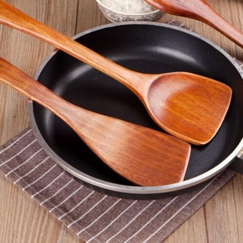 Dining Spatula 4pcs Scratch-free Non-Stick Wooden Spoon Kitchen Cooking
