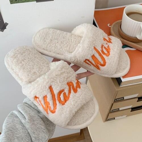 Womens Fashion Soft Plush Slippers Autumn Winter Female Slip On Slipper Ladies Comfortable Home House Flat Shoes Warm Footwear