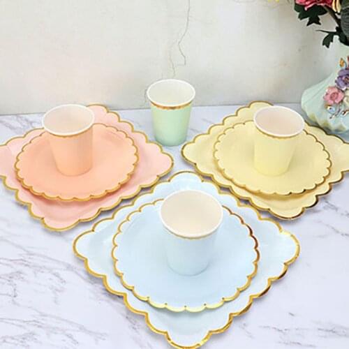 10pcs Plastic Plates Paper Plate Disposable Party Tableware Vaisselle Dessert Table Decoration Wedding Birthday Party Supplies