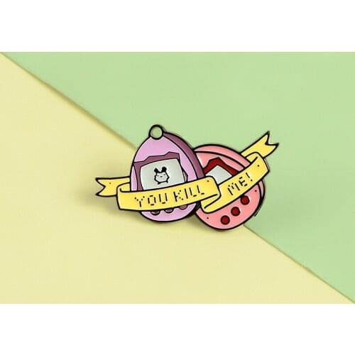 YOU KILL ME! Enamel Pins Cartoon Gashapon Game Brooches Vintage Backpack Button Badge Fashion Jewelry For kids Friends Trinket