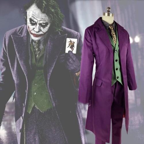 High-quality Heath Ledger Cosplay Suit Halloween mens Movie The Dark Knight Joker Costume