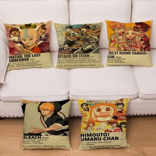 Japan Anime Collection Death Note Haikyuu Print Cushion Cover Retro Pattern Pillowcase Soft Plush Pillows Cases For Home Decor