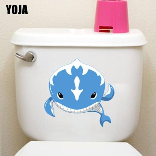 YOJA 23.4X23.2CM Cartoon Shark Bedroom Home Decor Toilet Decal Wall Sticker Funny Animal T3-1088