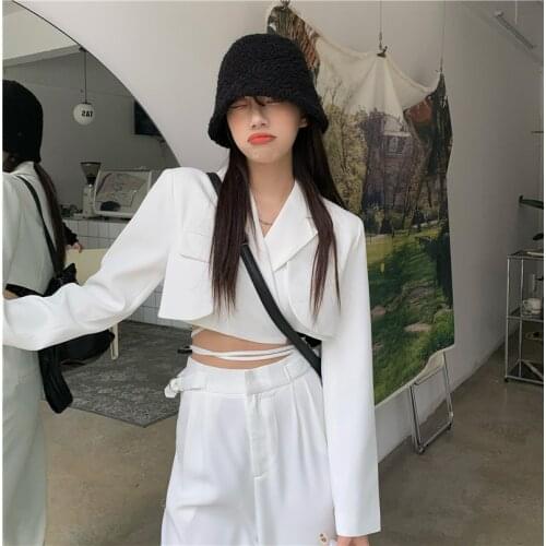 Office Lady Blazer Suits Korean Style Two Piece Set Women Long Sleeve Lace-up Blazer + High Waist Wide Leg Pant 2 Piece Outfits