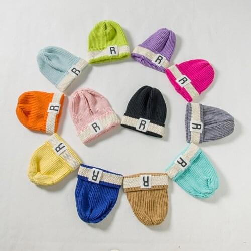 Winter Baby Girl Boy Hat Soft Warm Kids Beanie Hat Candy Color Children Casual Cap Crochet Elasticity Applique R Knitted Hats