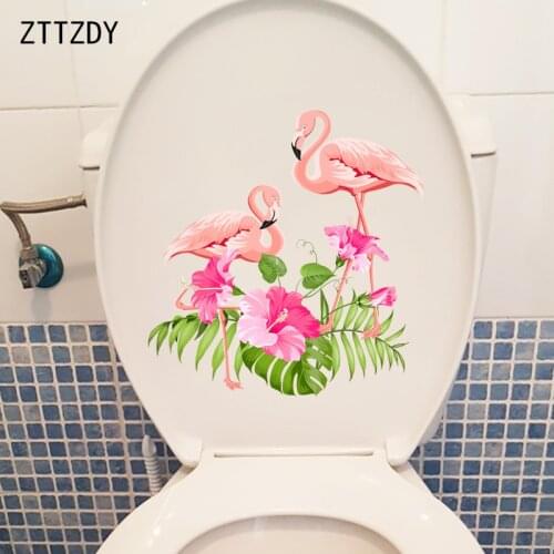ZTTZDY 22.6CM×23.5CM Cartoon Flamingo Home Wall Stickers Classic Bathroom Toilet Decoration T2-0753