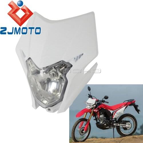 1 x Enduro White 35W Headlight Assembly Dirt Bike Headlight Fairing Kit For Honda CRF150L CRF 150L Dual Sport Front Headlamp