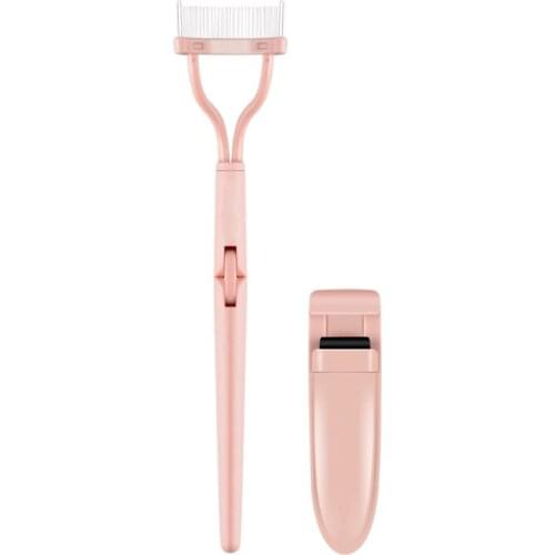 1 Set Of Nude Pink Portable Mini Eyelash Curler Set Extension Eyelash Comb Curler Curling Naturally And Lasting