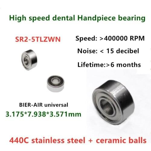 10pcs high speed Bier-air Dental Handpiece bearing SR2-5TLZWN 3.175*7.938*3.571 mm stainless steel hybrid ceramic ball P4